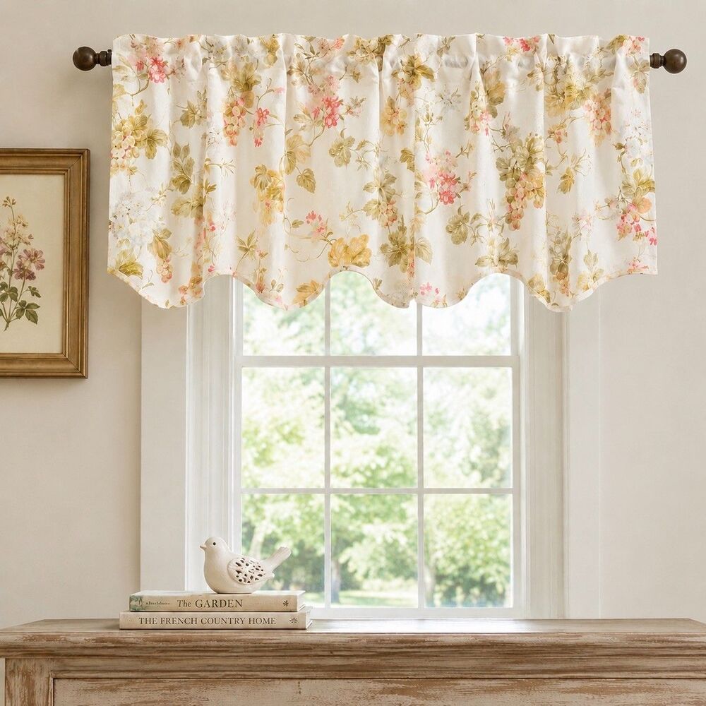 Waverly Home Classic Napoli Grape Floral Window Valance Set 2 Shabby Chic 50X17